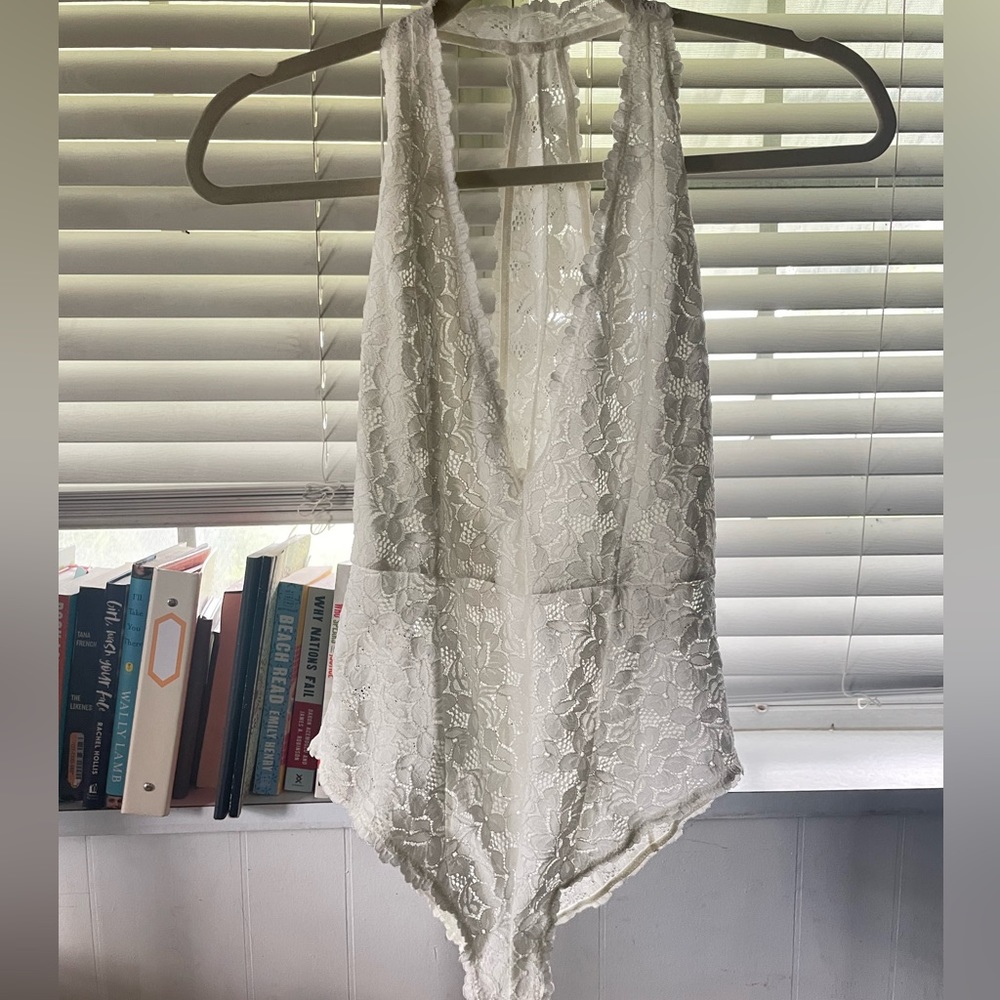 Free People White lace bodysuit, size small, never worn